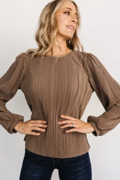 Baltic Born blouses + shirts|Jewel Pleated Top | Brown