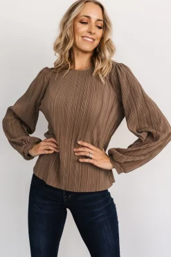 Baltic Born blouses + shirts|Jewel Pleated Top | Brown