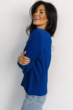 Baltic Born blouses + shirts|Jewel Pleated Top | Cobalt