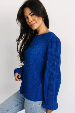 Baltic Born blouses + shirts|Jewel Pleated Top | Cobalt