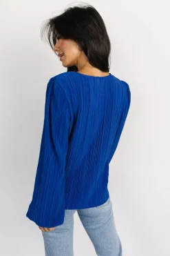 Baltic Born blouses + shirts|Jewel Pleated Top | Cobalt