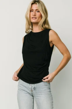 Baltic Born blouses + shirts|Jia Ruched Tank Top | Black