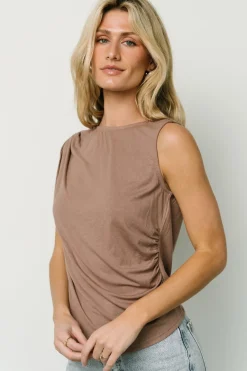 Baltic Born blouses + shirts|Jia Ruched Tank Top | Light Mocha