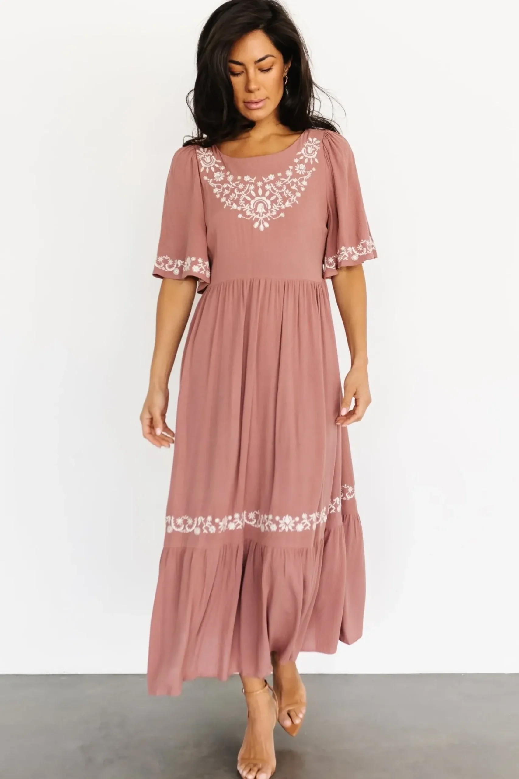 Baltic Born midi dresses|bump friendly|Jocelyn Maxi Dress | Dusty Mauve