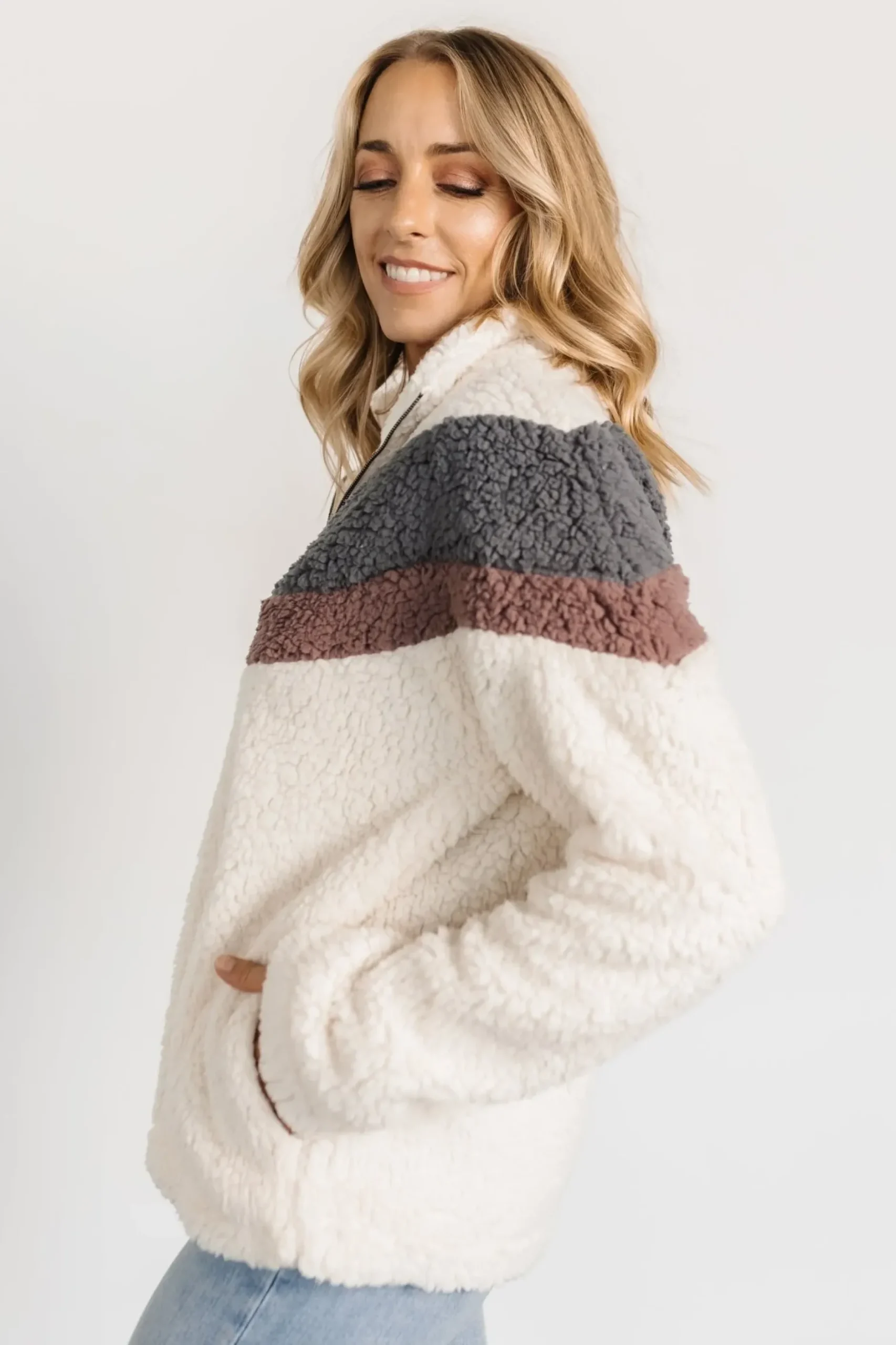 Baltic Born outerwear|Jodie Sherpa Jacket | Cream Multi