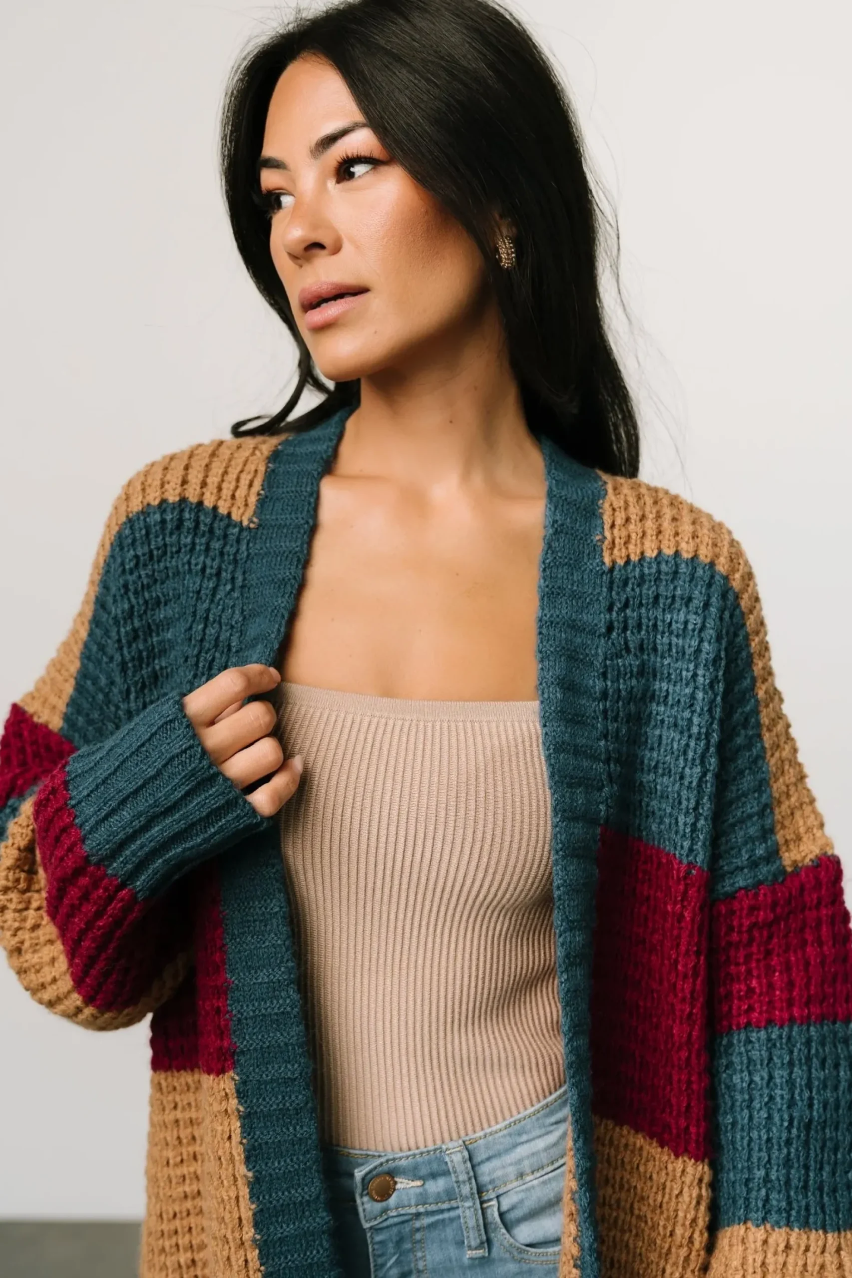 Baltic Born sweaters|cardigans|Jonah Chunky Knit Cardigan | Deep Topaz Multi