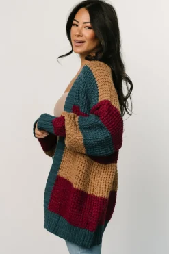 Baltic Born sweaters|cardigans|Jonah Chunky Knit Cardigan | Deep Topaz Multi