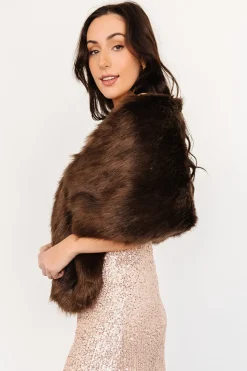 Baltic Born shawls|COMING SOON|Jovie Faux Fur Shawl | Chocolate