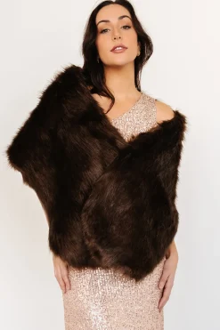Baltic Born shawls|COMING SOON|Jovie Faux Fur Shawl | Chocolate