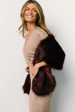 Baltic Born shawls|COMING SOON|Jovie Faux Fur Shawl | Deep Mulberry