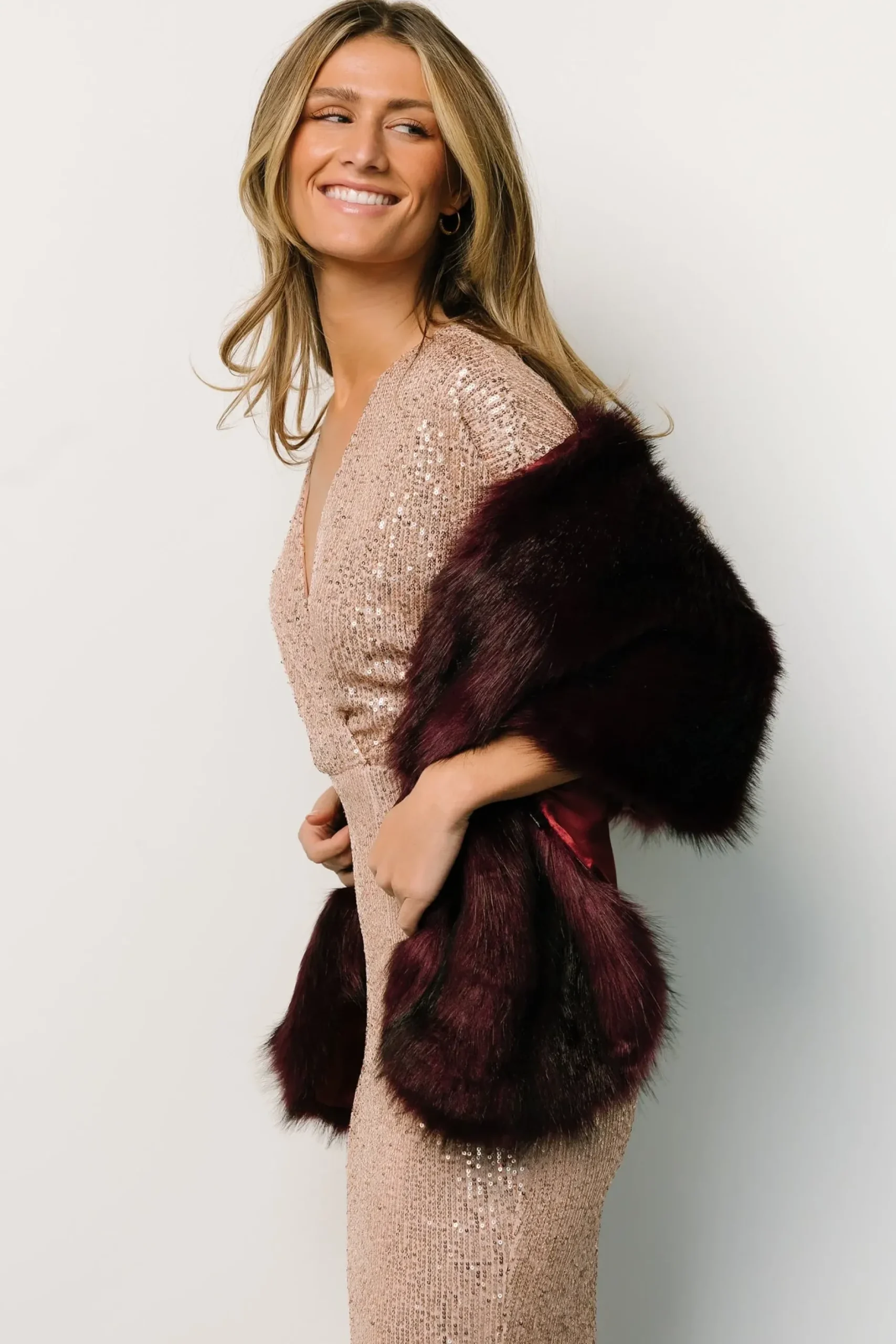 Baltic Born shawls|COMING SOON|Jovie Faux Fur Shawl | Deep Mulberry