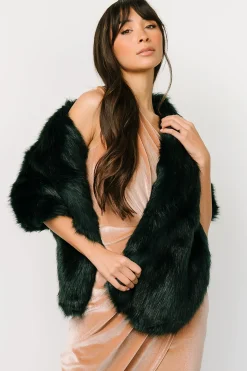 Baltic Born shawls|COMING SOON|Jovie Faux Fur Shawl | Deep Emerald