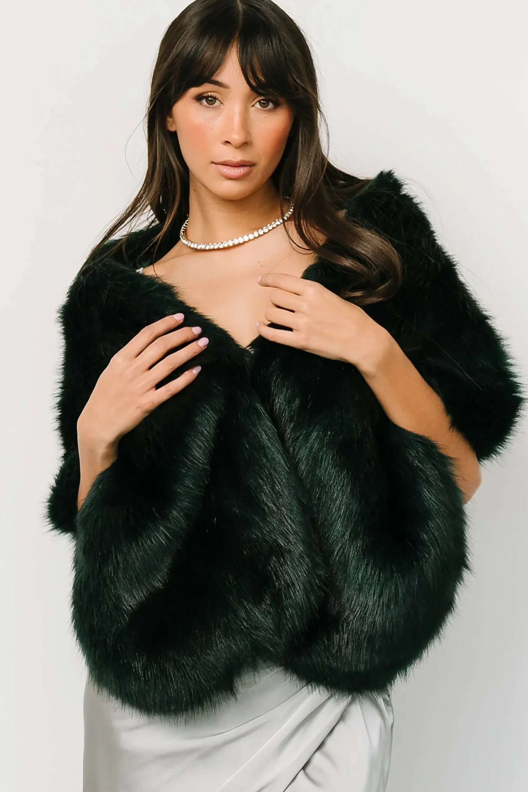 Baltic Born shawls|COMING SOON|Jovie Faux Fur Shawl | Deep Emerald