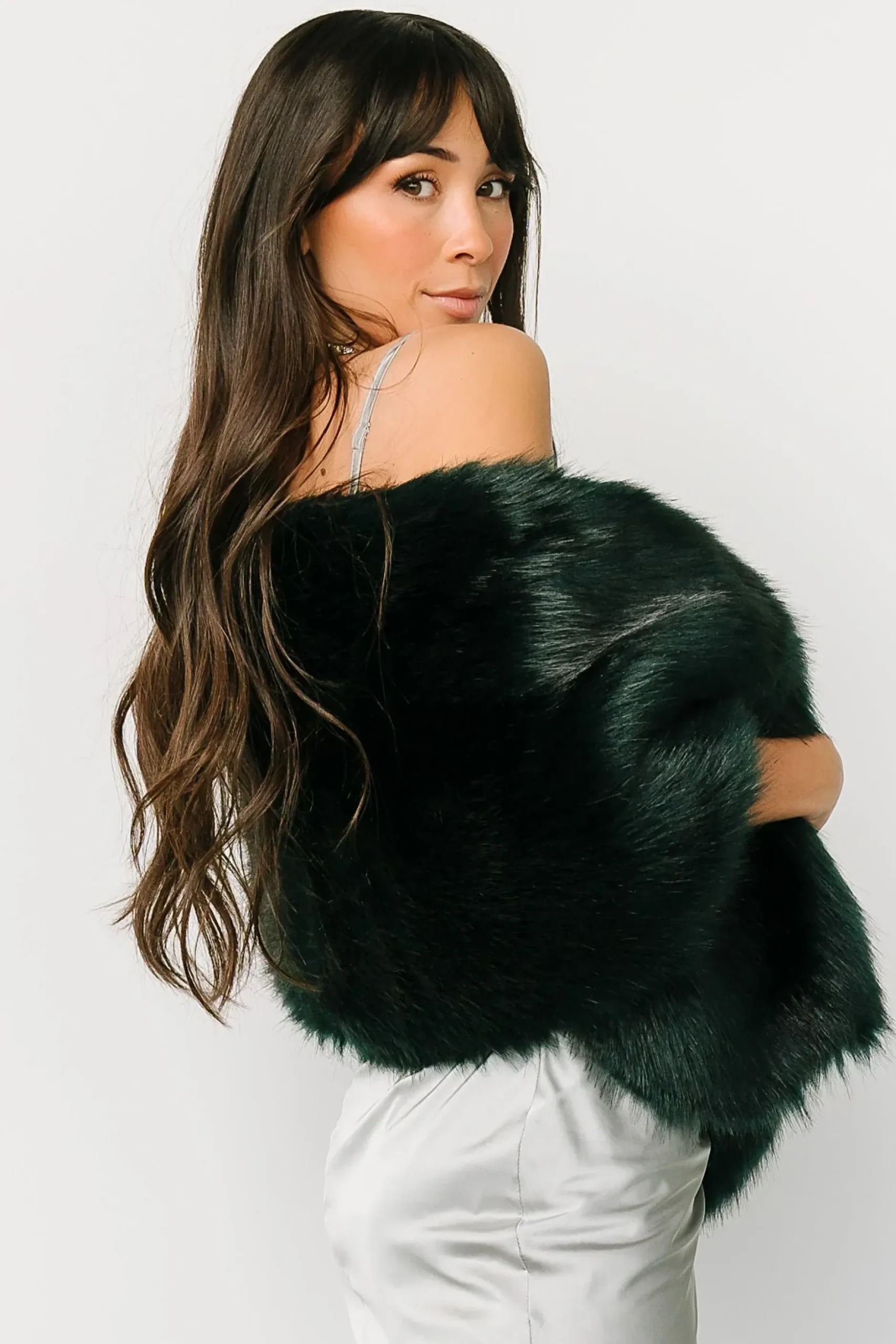 Baltic Born shawls|COMING SOON|Jovie Faux Fur Shawl | Deep Emerald