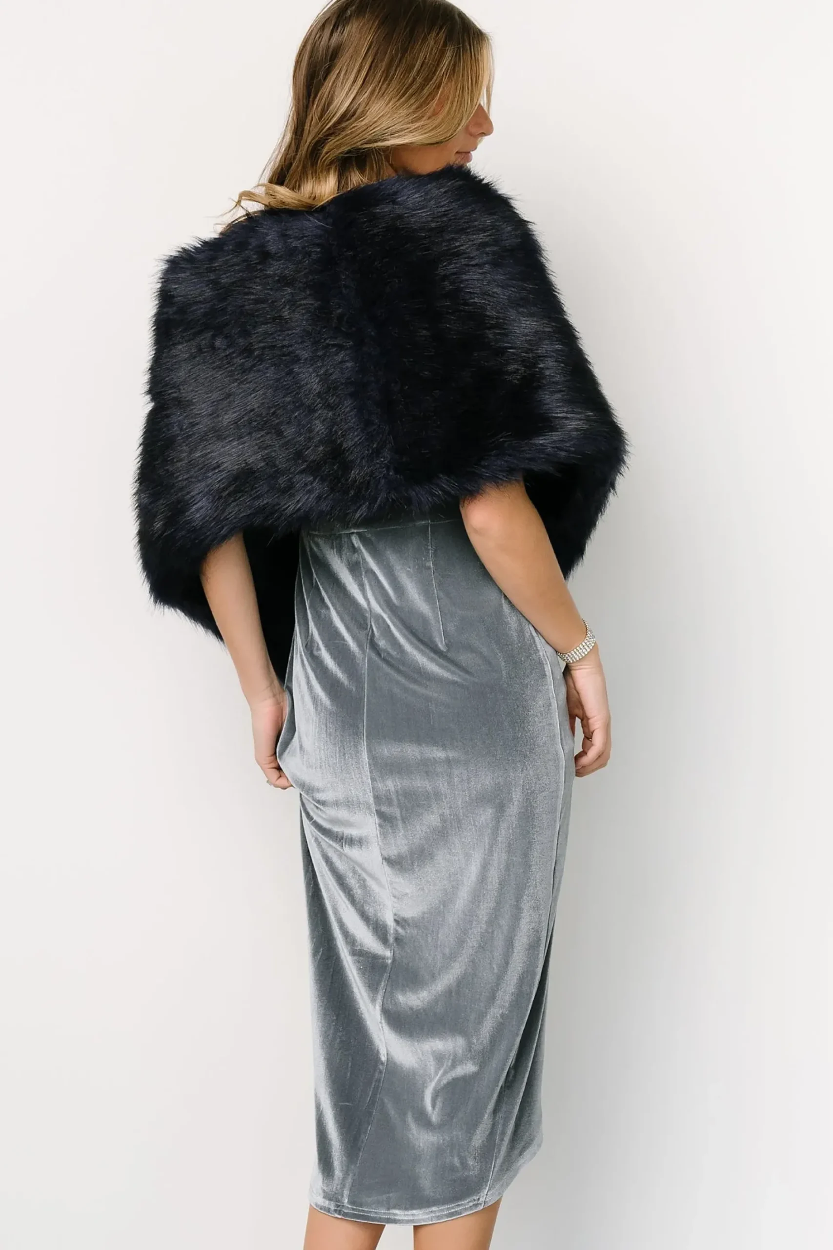 Baltic Born shawls|COMING SOON|Jovie Faux Fur Shawl | Navy