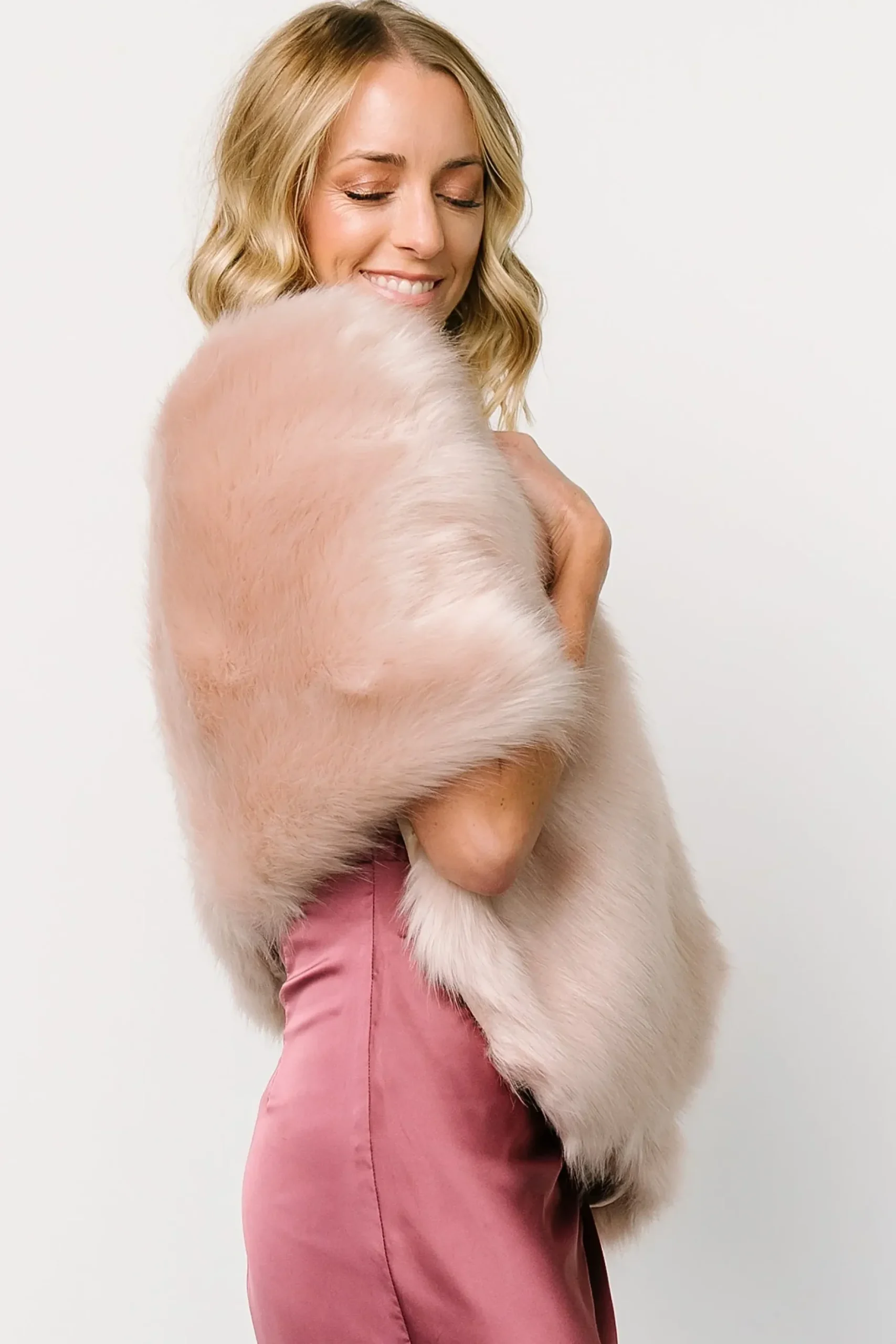Baltic Born shawls|COMING SOON|Jovie Faux Fur Shawl | Pale Blush