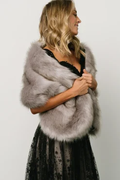 Baltic Born shawls|COMING SOON|Jovie Faux Fur Shawl | Silver Gray
