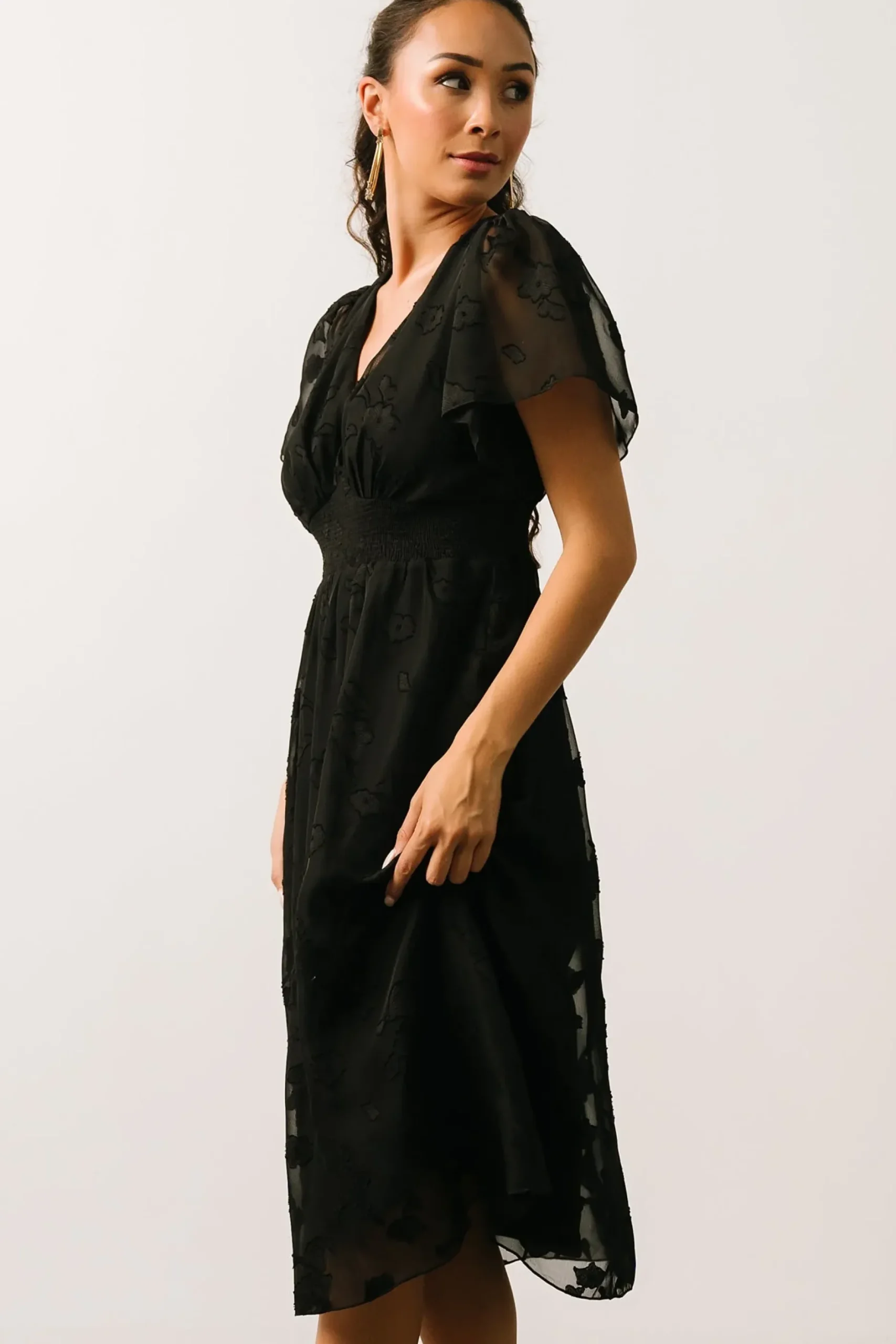 Baltic Born midi dresses|WEDDING SUITE|June Smocked Midi Dress | Black