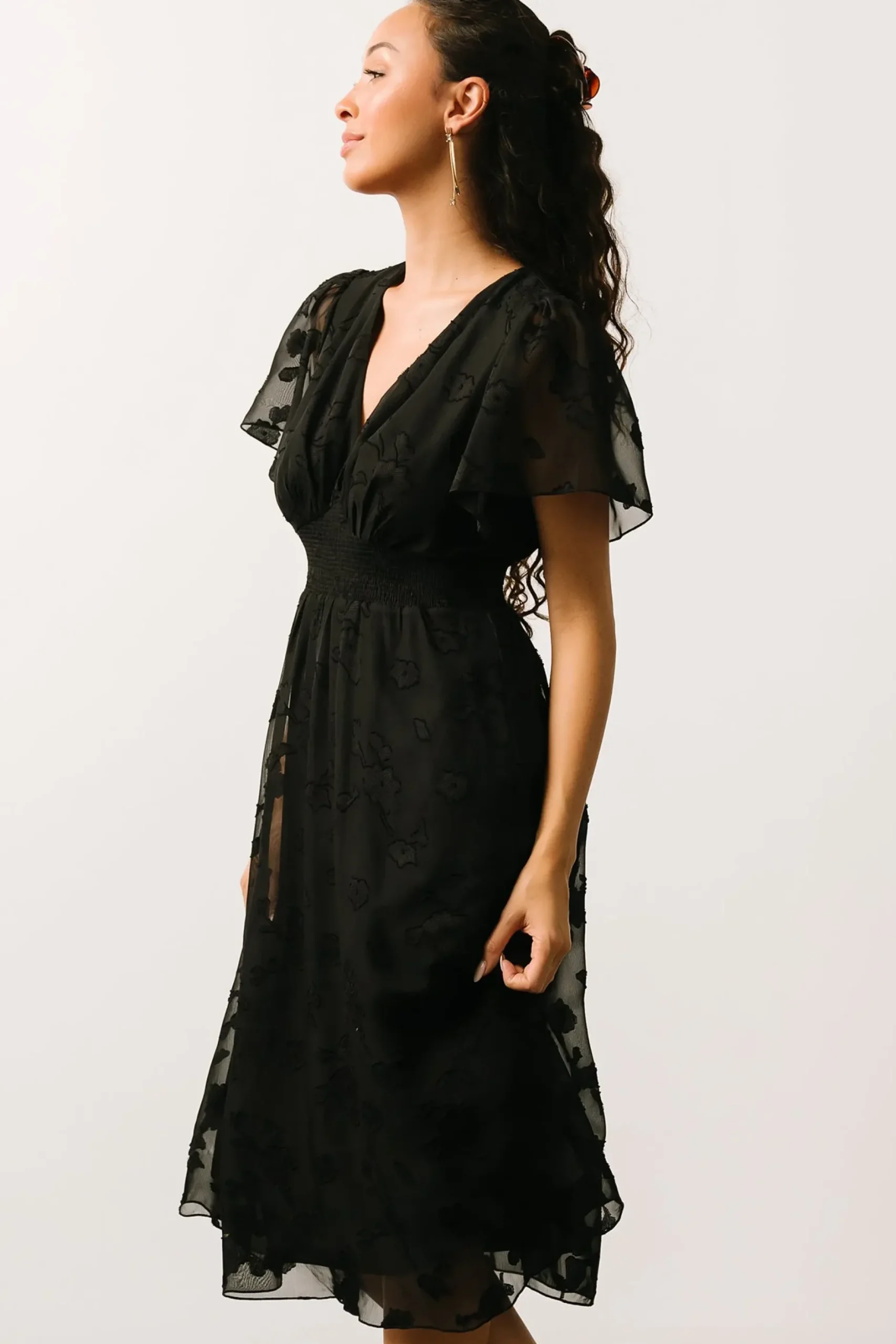 Baltic Born midi dresses|WEDDING SUITE|June Smocked Midi Dress | Black