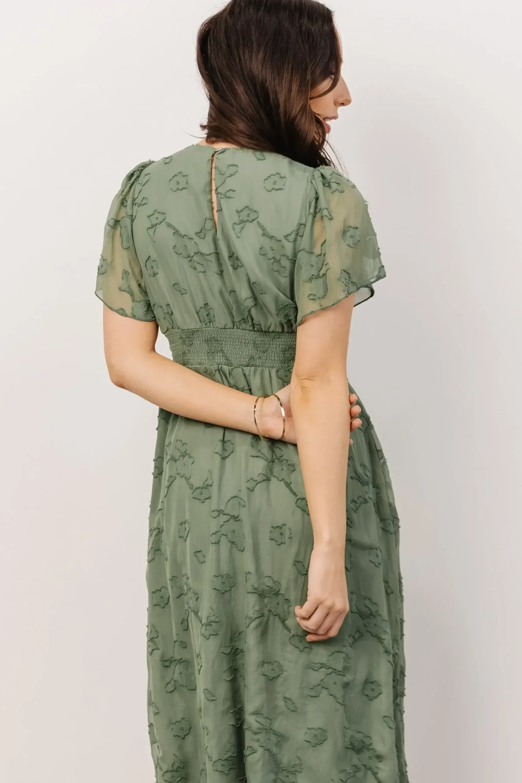 Baltic Born midi dresses|WEDDING SUITE|June Smocked Midi Dress | Green