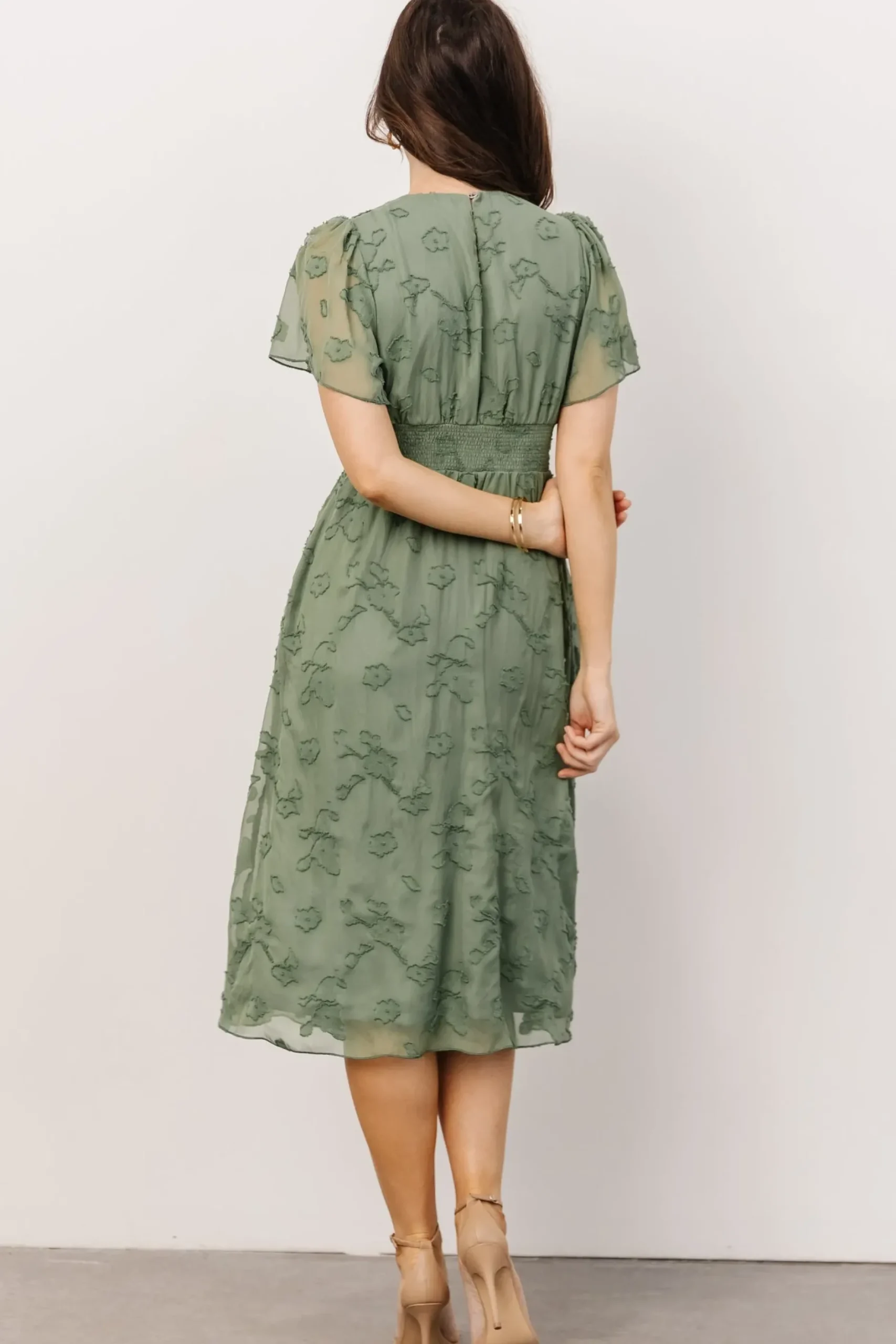 Baltic Born midi dresses|WEDDING SUITE|June Smocked Midi Dress | Green