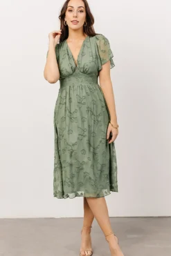 Baltic Born midi dresses|WEDDING SUITE|June Smocked Midi Dress | Green