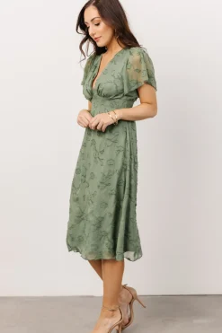 Baltic Born midi dresses|WEDDING SUITE|June Smocked Midi Dress | Green