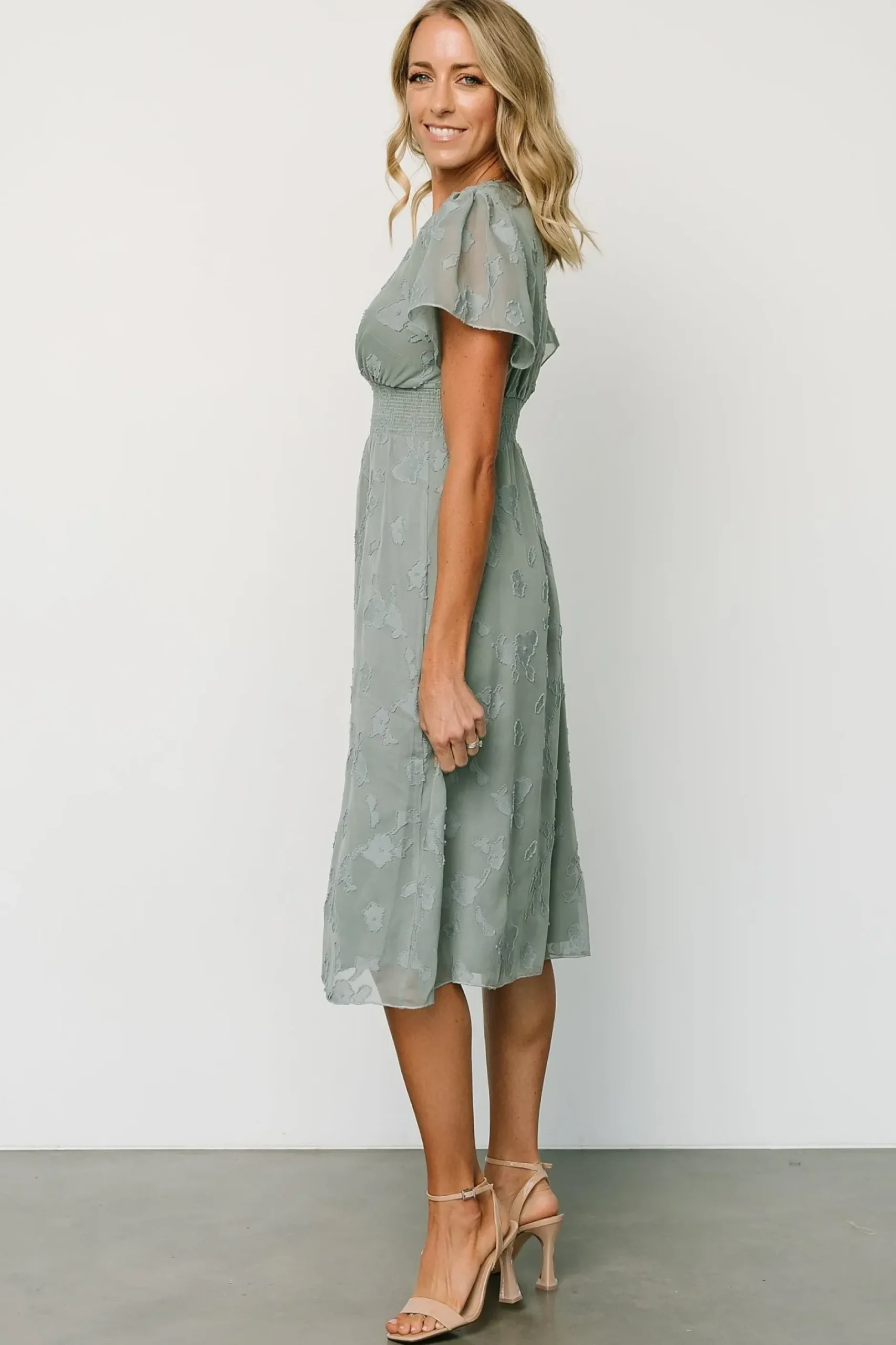 Baltic Born midi dresses|WEDDING SUITE|June Smocked Midi Dress | Eucalyptus