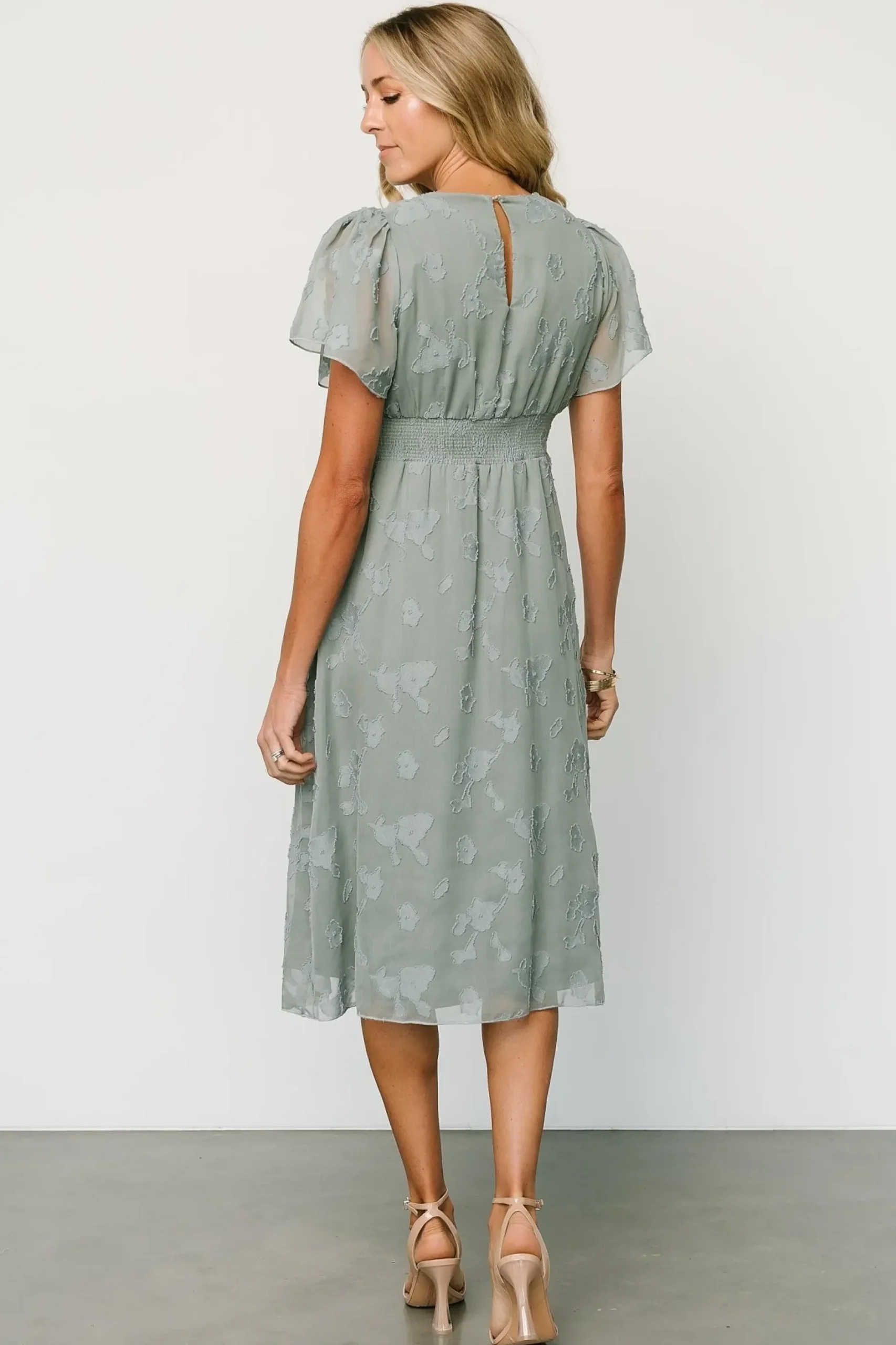 Baltic Born midi dresses|WEDDING SUITE|June Smocked Midi Dress | Eucalyptus