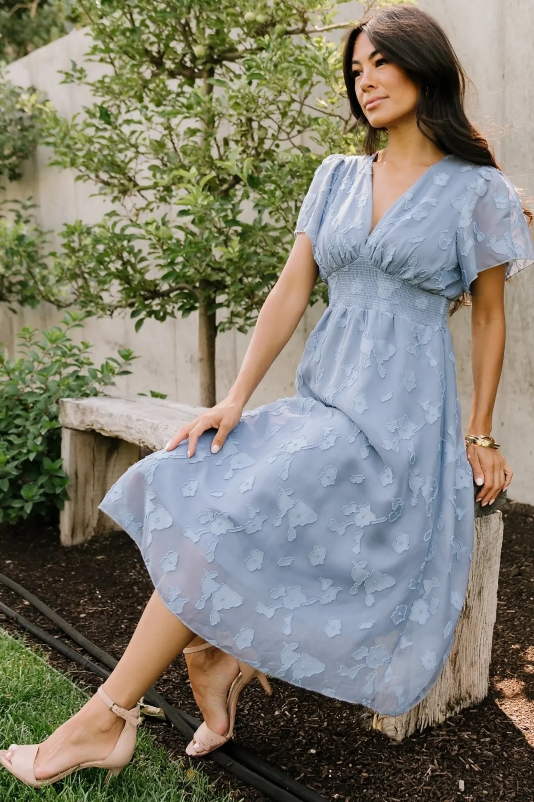 Baltic Born midi dresses|WEDDING SUITE|June Smocked Midi Dress | Blue