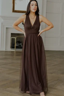 Baltic Born WEDDING SUITE|wedding guest|Kamila Tulle Maxi Dress | Espresso