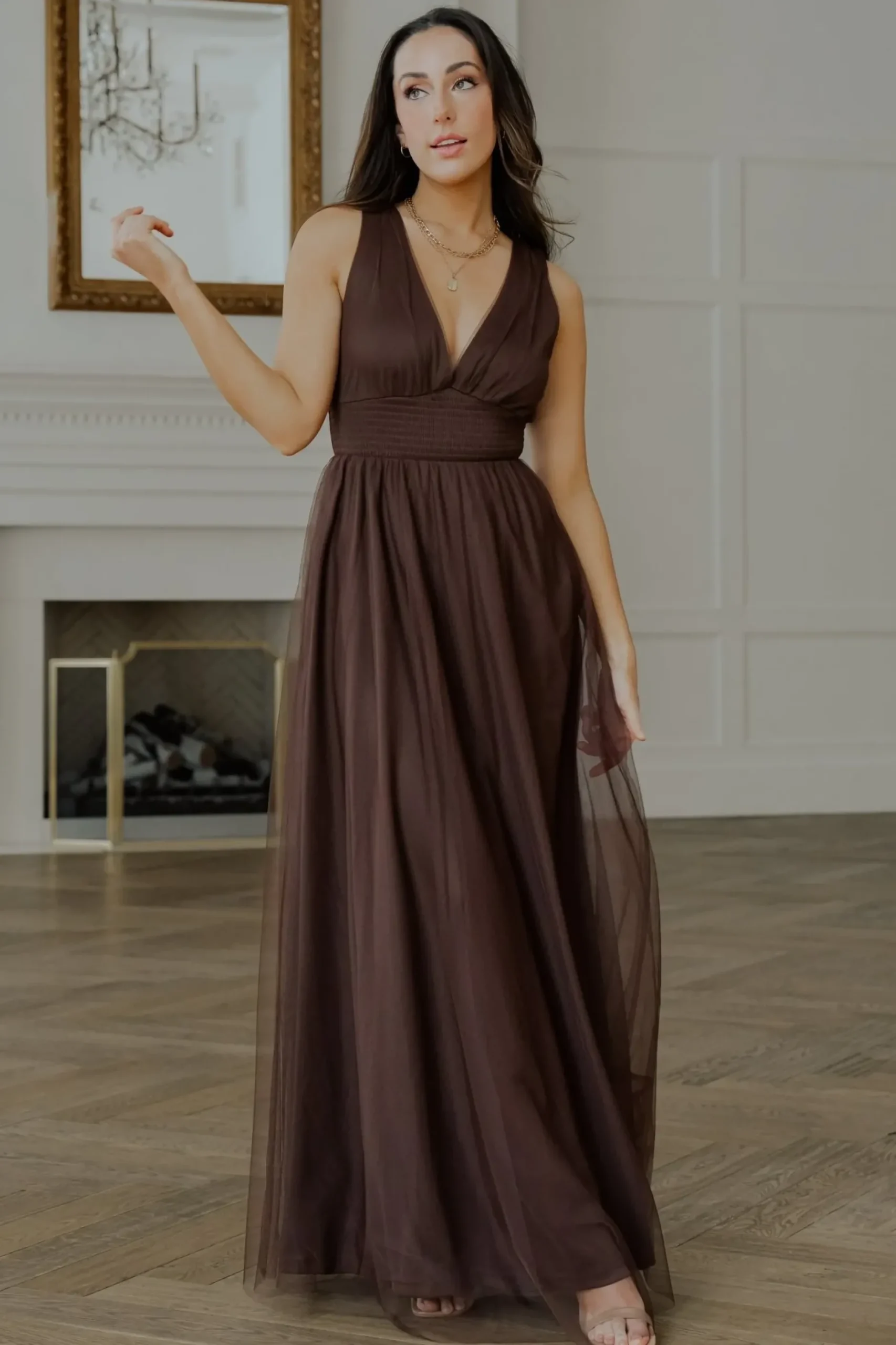 Baltic Born WEDDING SUITE|wedding guest|Kamila Tulle Maxi Dress | Espresso