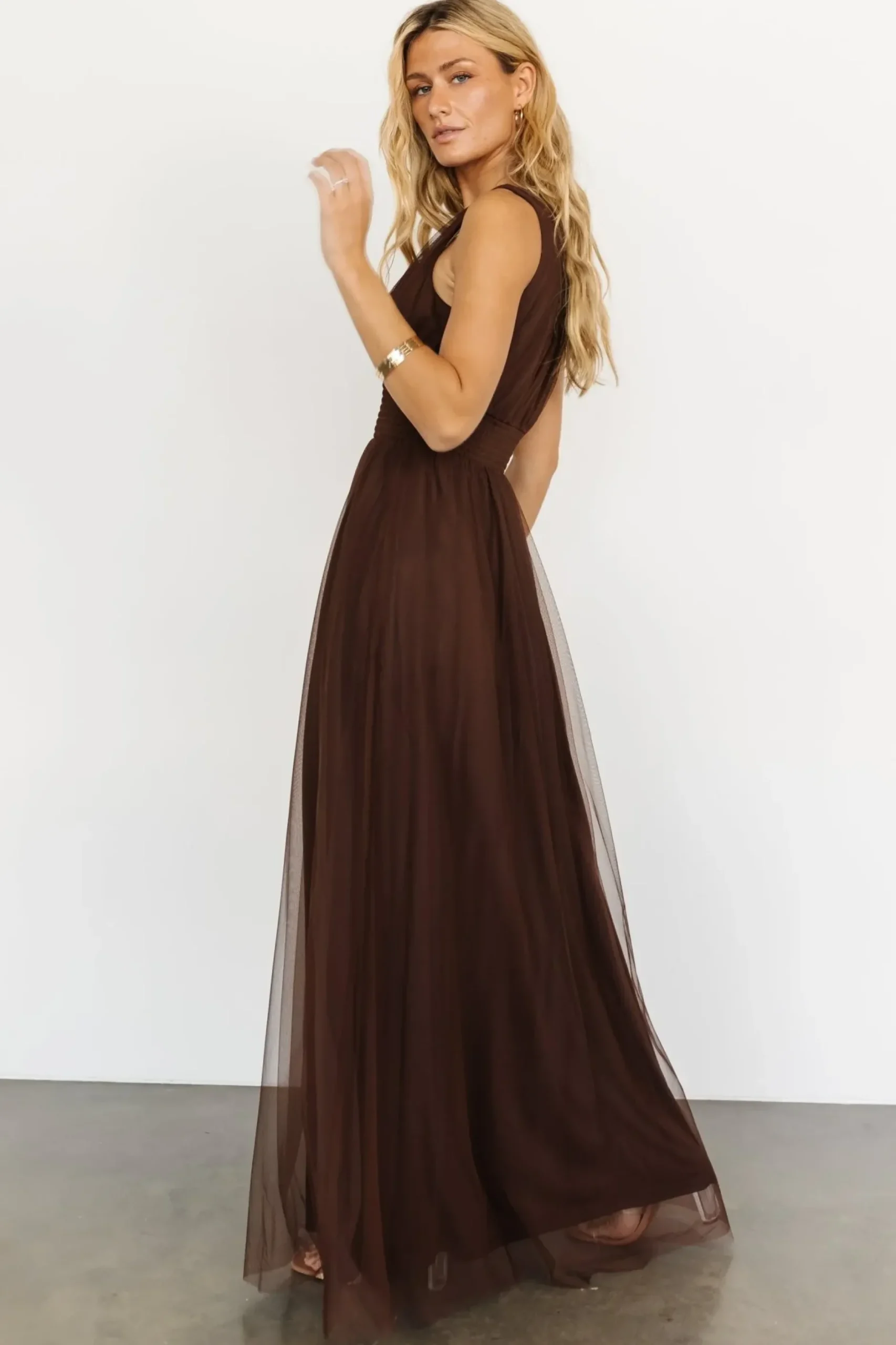 Baltic Born WEDDING SUITE|wedding guest|Kamila Tulle Maxi Dress | Espresso