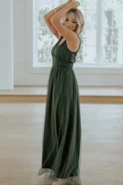 Baltic Born WEDDING SUITE|wedding guest|Kamila Tulle Maxi Dress | Juniper Green