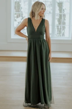 Baltic Born WEDDING SUITE|wedding guest|Kamila Tulle Maxi Dress | Juniper Green