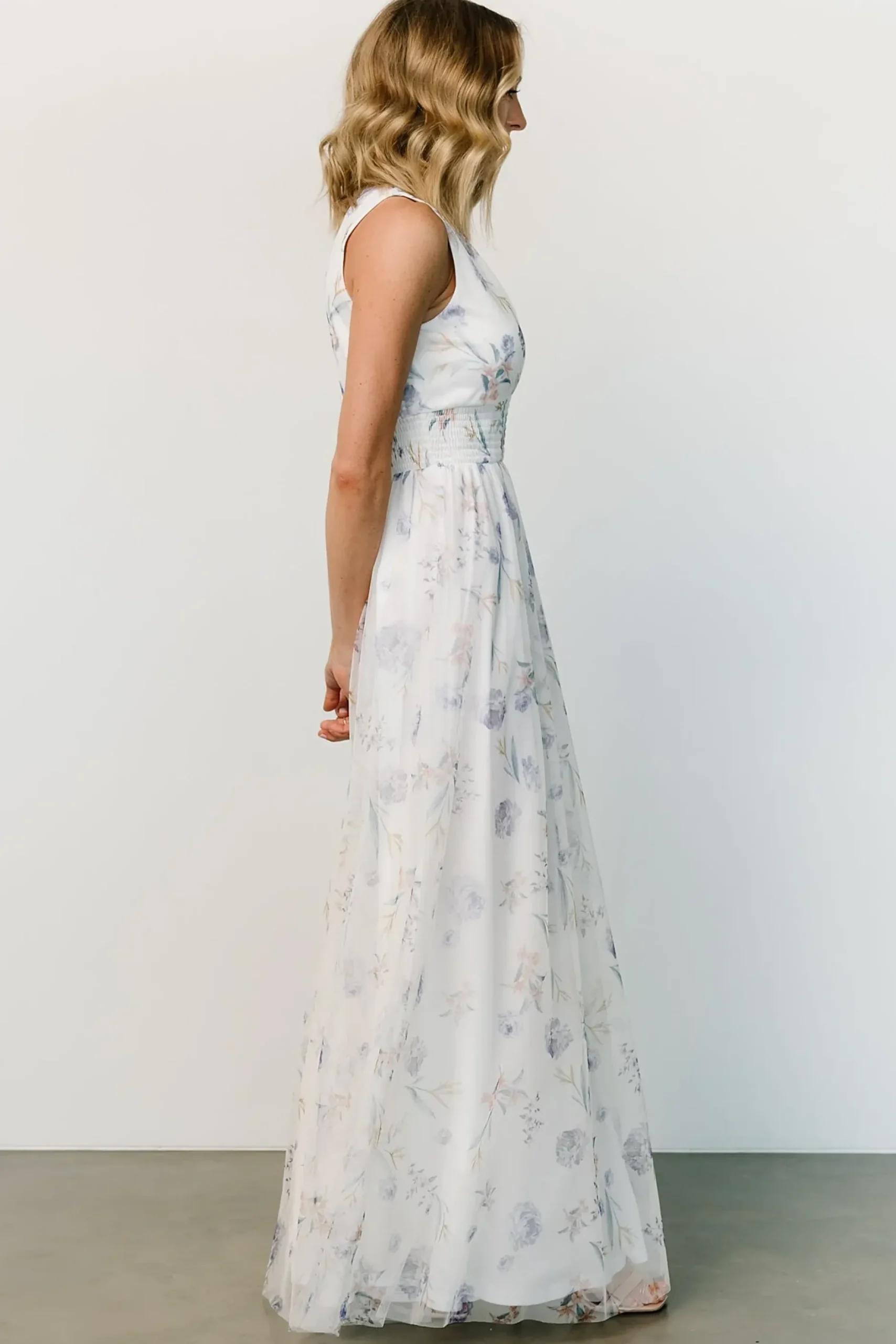 Baltic Born WEDDING SUITE|wedding guest|Kamila Tulle Maxi Dress | White Floral