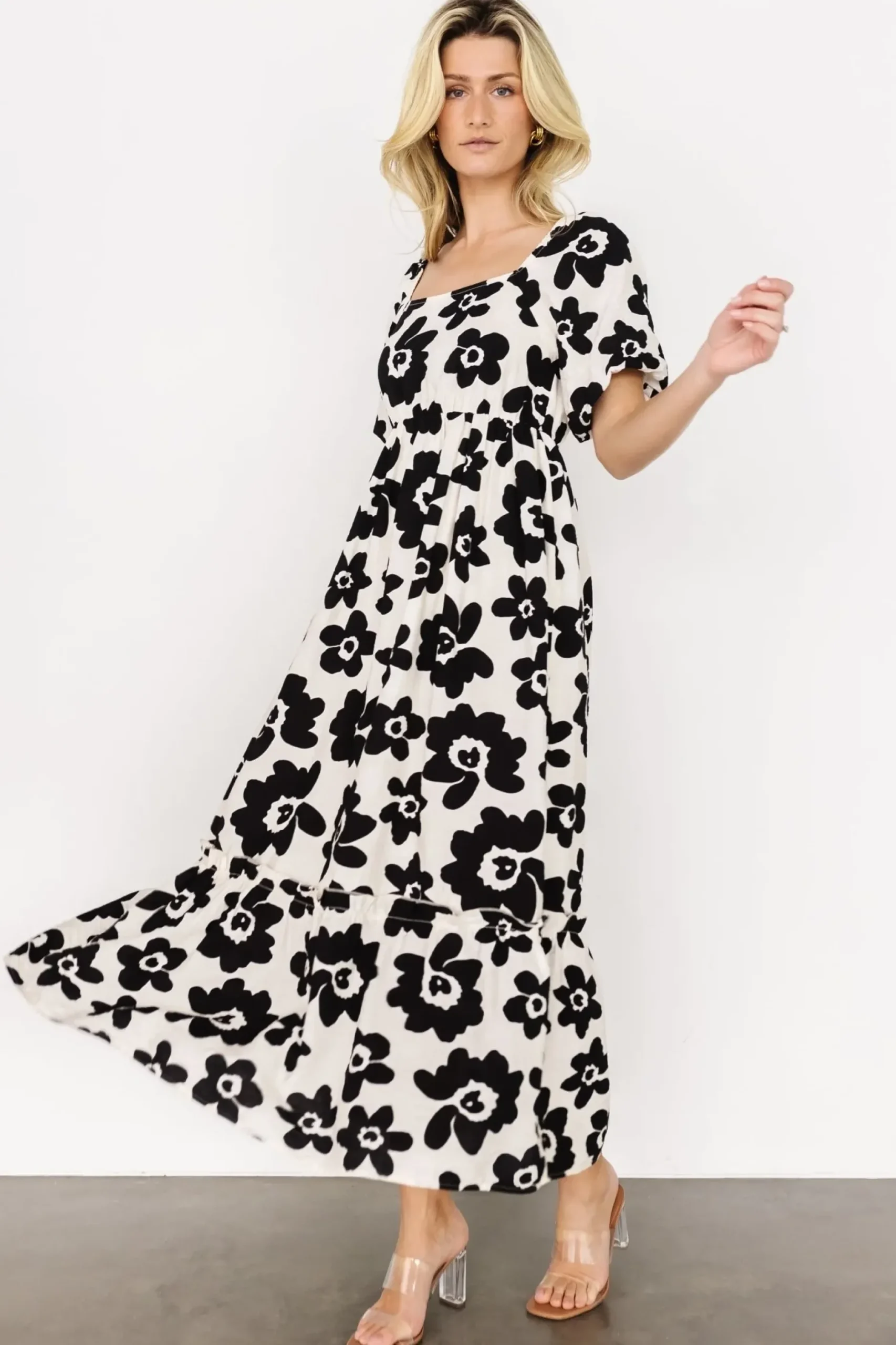 Baltic Born maxi dresses|bump friendly|Kasey Maxi Dress | Black + Ivory Print