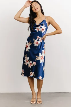 Baltic Born SALE|Katarina Slip Midi Dress | Vintage Blue Floral
