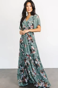 Baltic Born maxi dresses|bump friendly|Katherine Maxi Dress | Dusty Green Floral