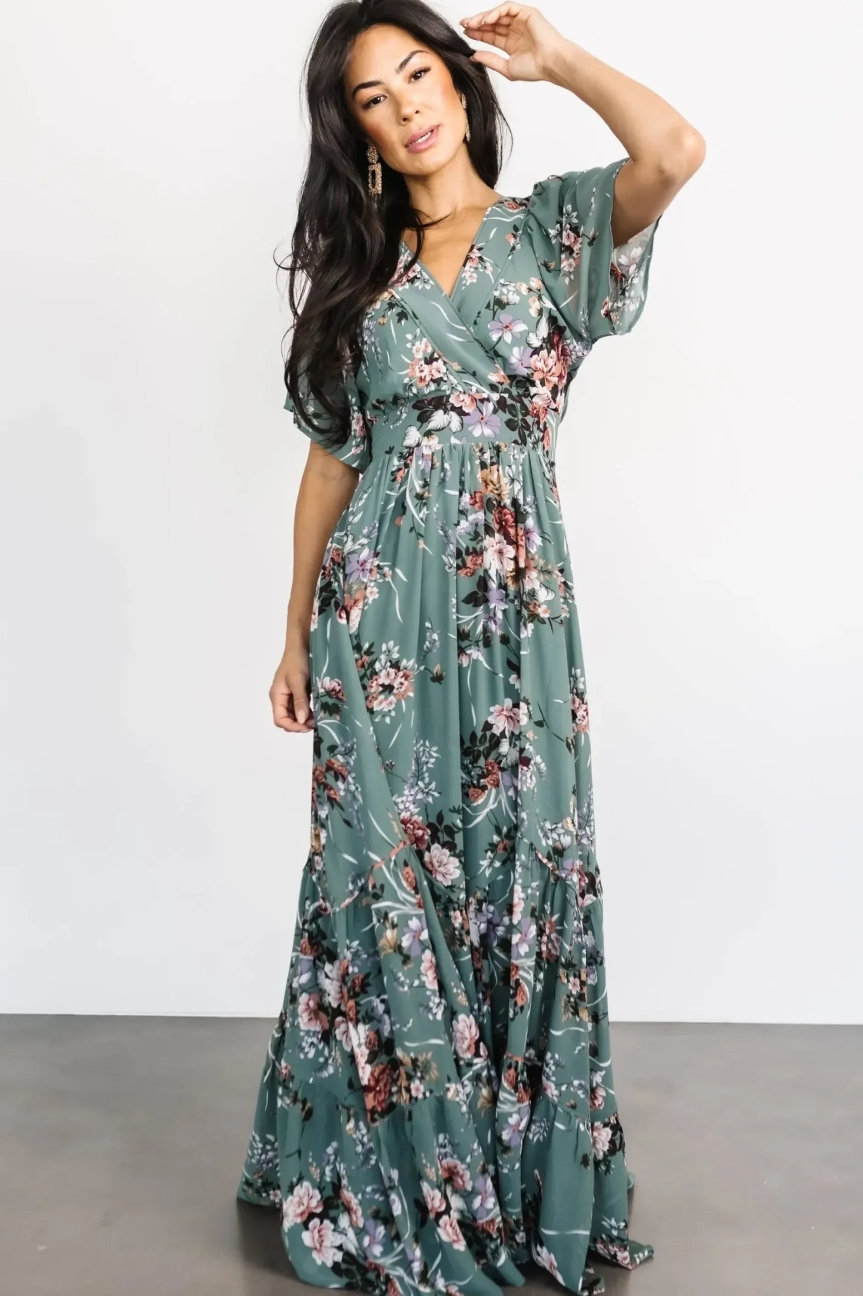 Baltic Born maxi dresses|bump friendly|Katherine Maxi Dress | Dusty Green Floral