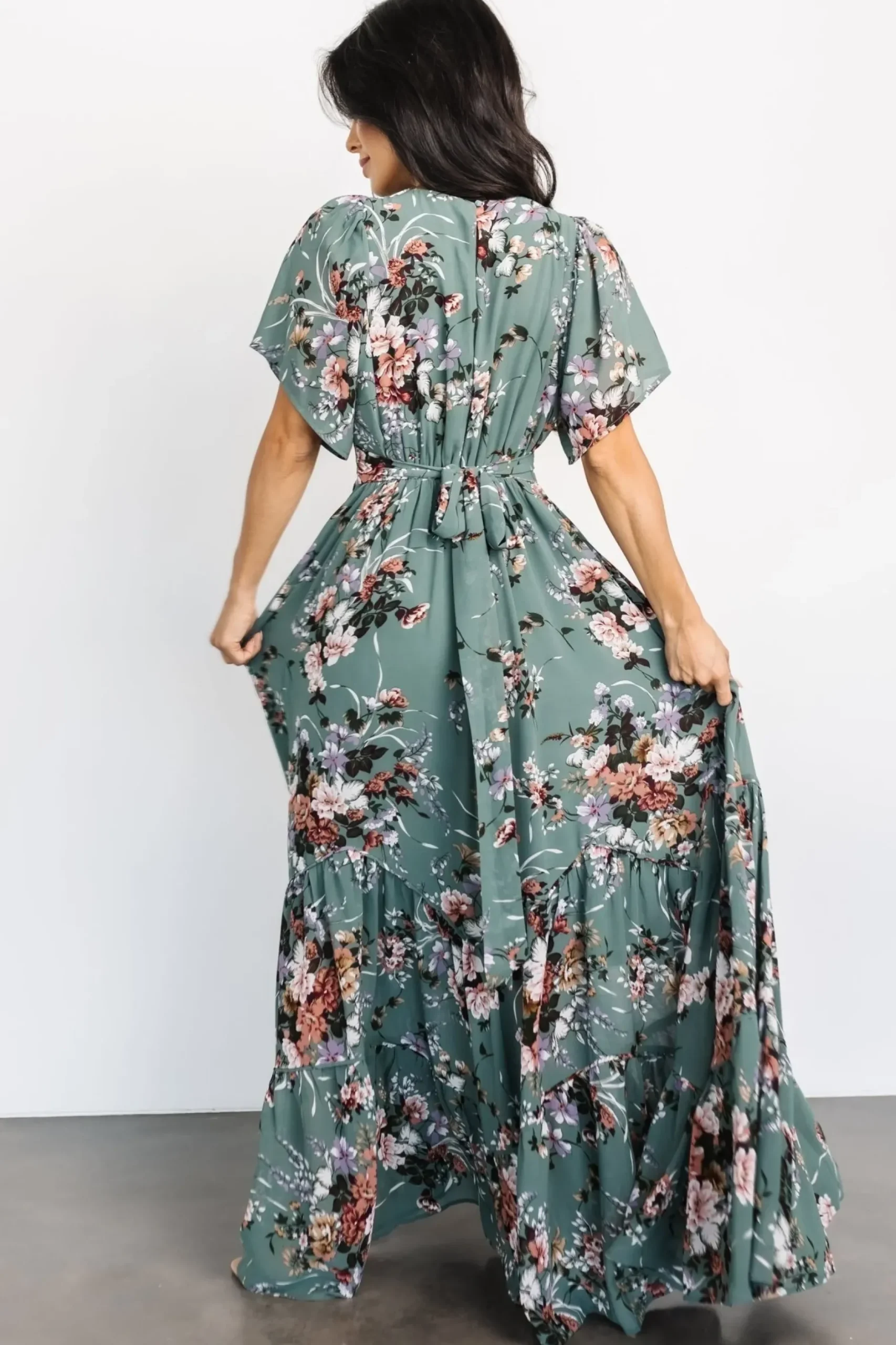 Baltic Born maxi dresses|bump friendly|Katherine Maxi Dress | Dusty Green Floral