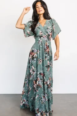 Baltic Born maxi dresses|bump friendly|Katherine Maxi Dress | Dusty Green Floral