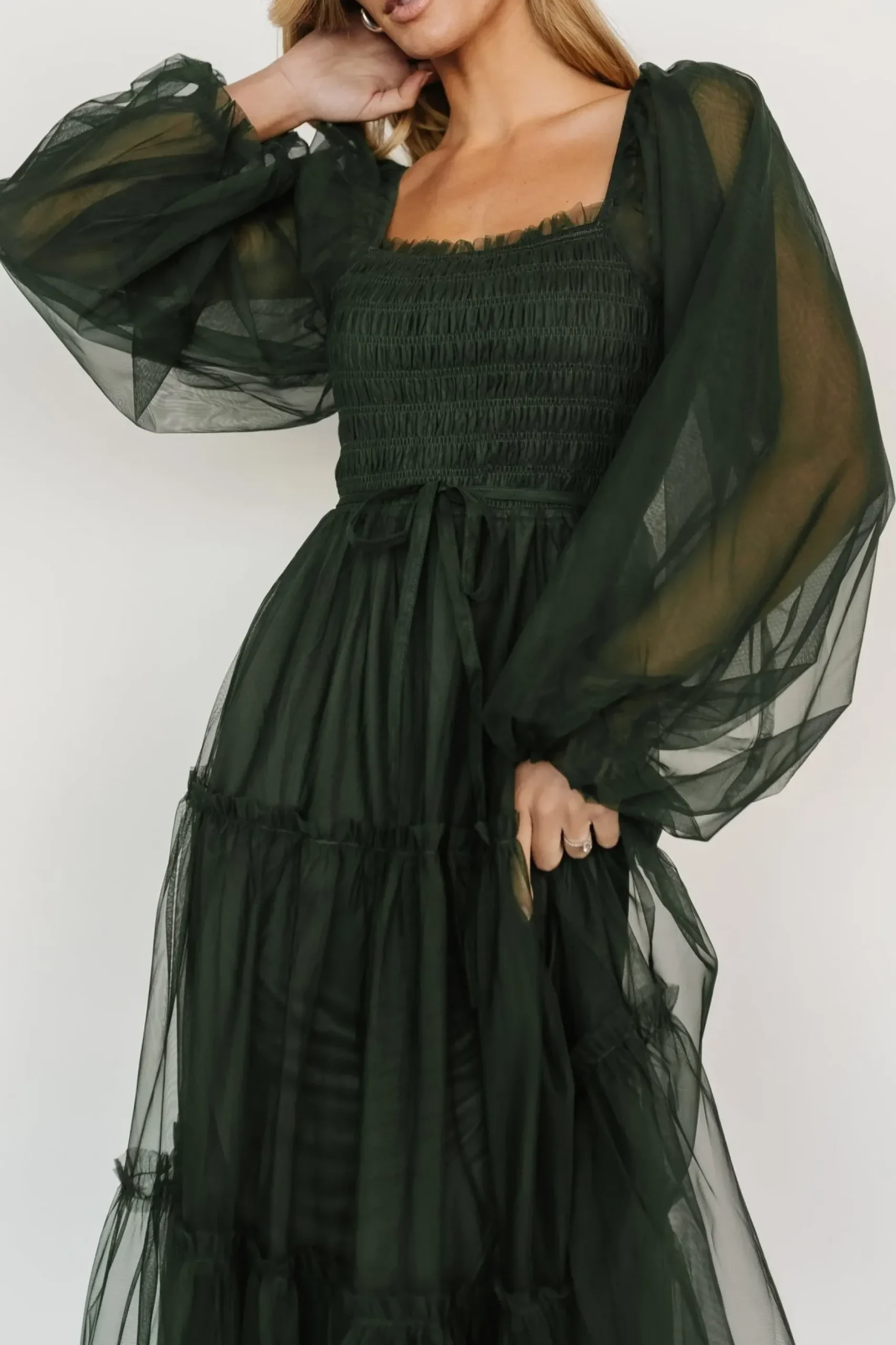 Baltic Born maxi dresses|WEDDING SUITE|Katrina Tulle Maxi Dress | Dark Green