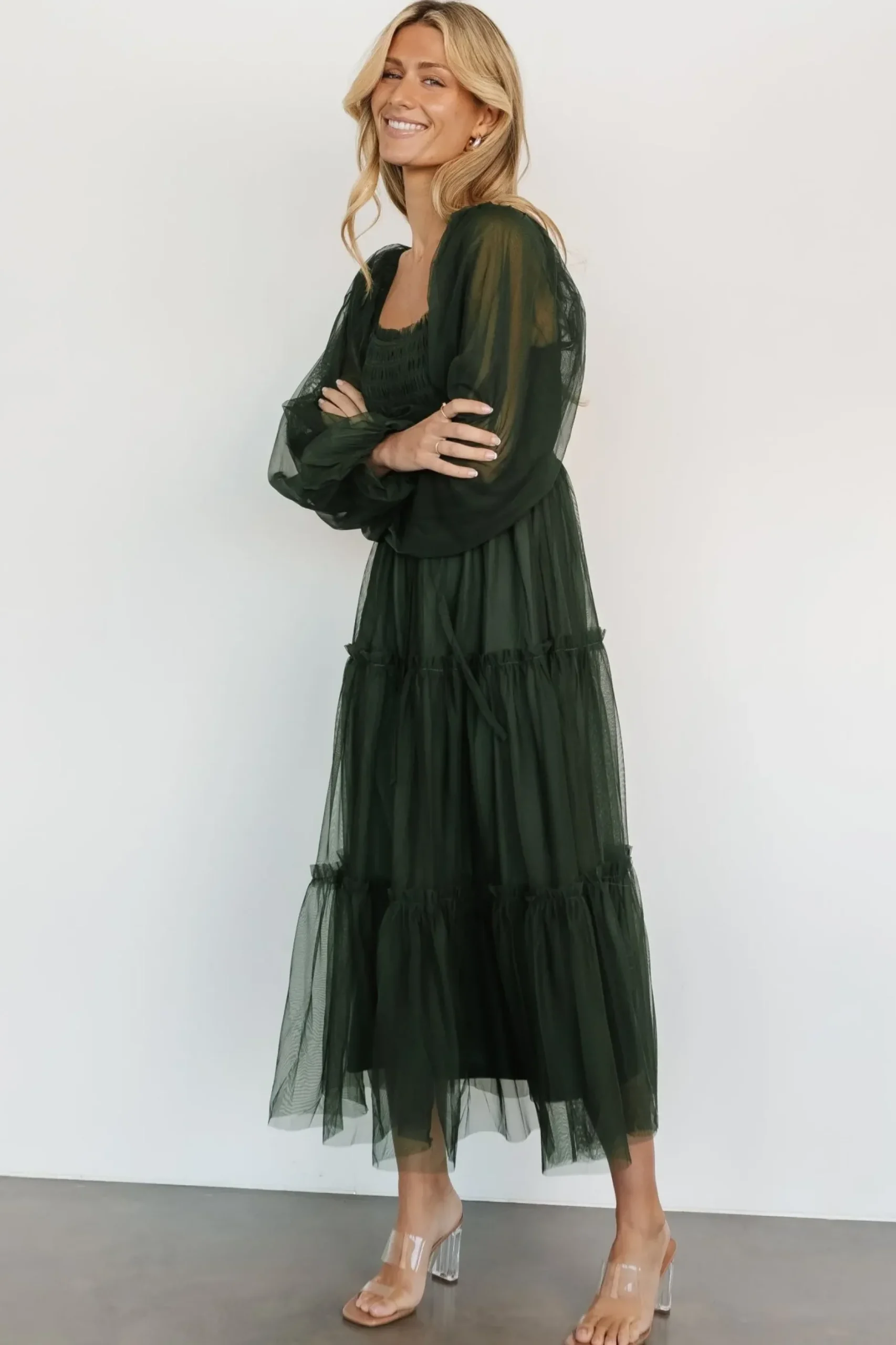 Baltic Born maxi dresses|WEDDING SUITE|Katrina Tulle Maxi Dress | Dark Green