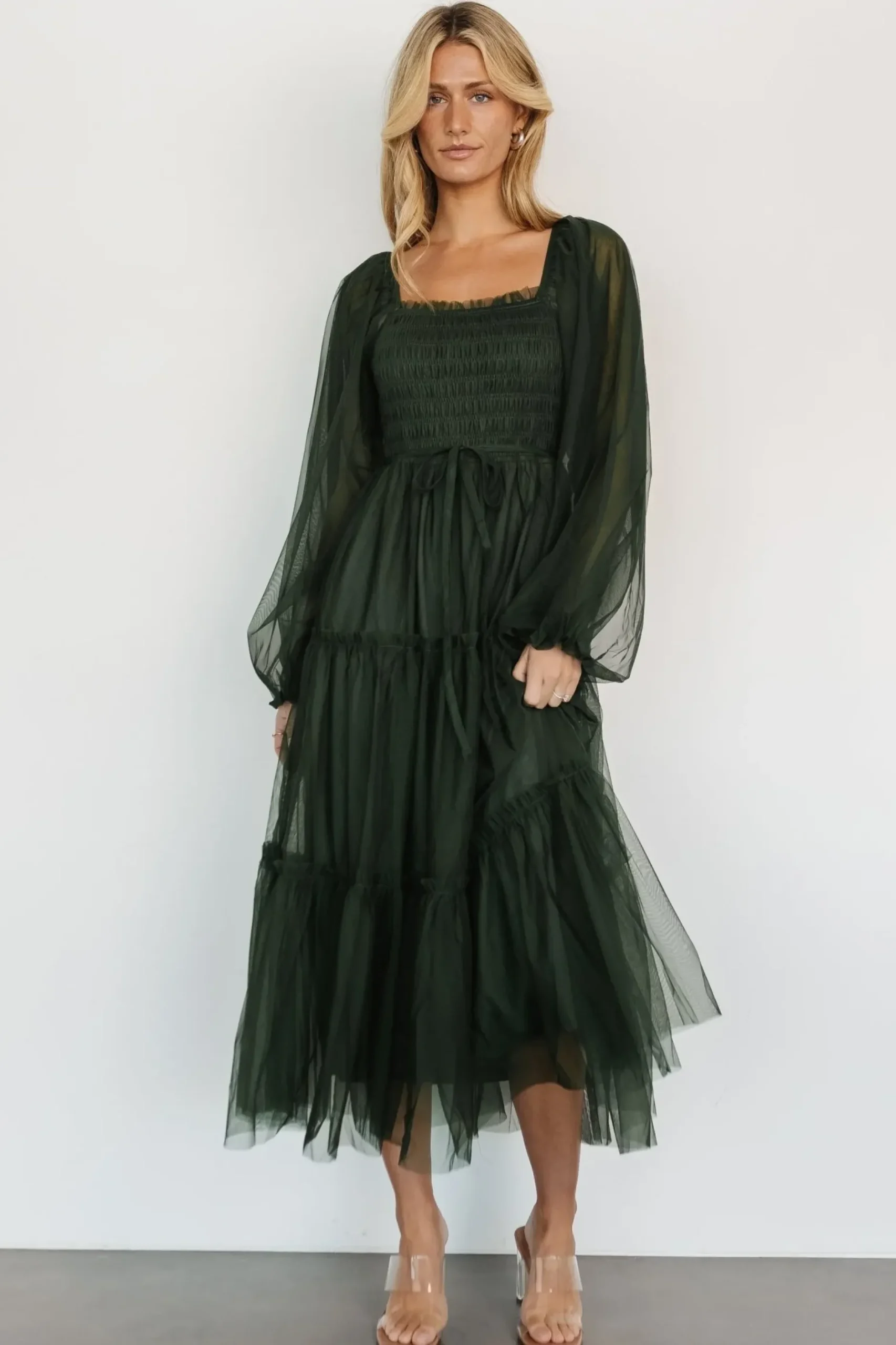 Baltic Born maxi dresses|WEDDING SUITE|Katrina Tulle Maxi Dress | Dark Green