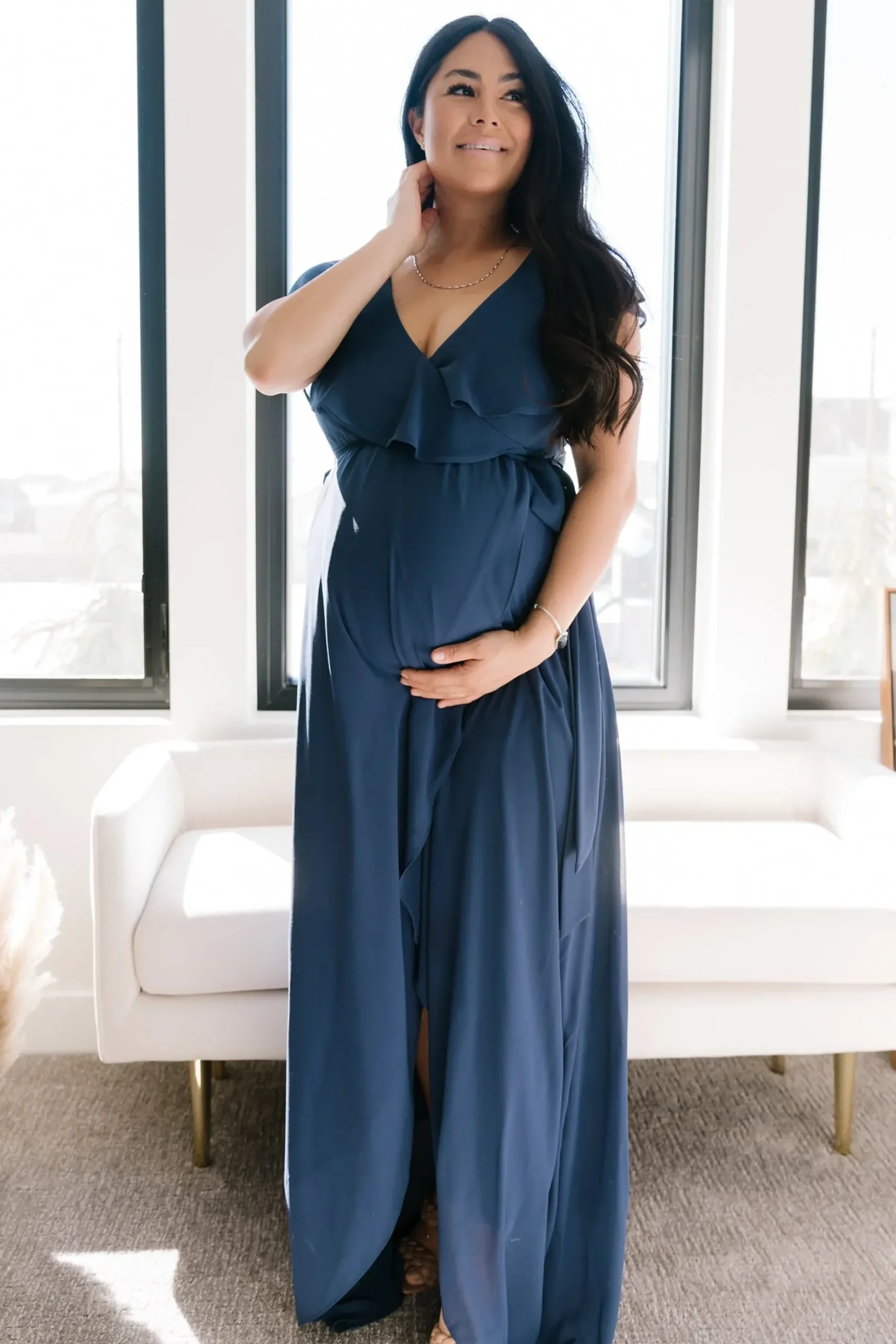 Baltic Born SALE|Katya Ruffle Maxi Dress | Navy