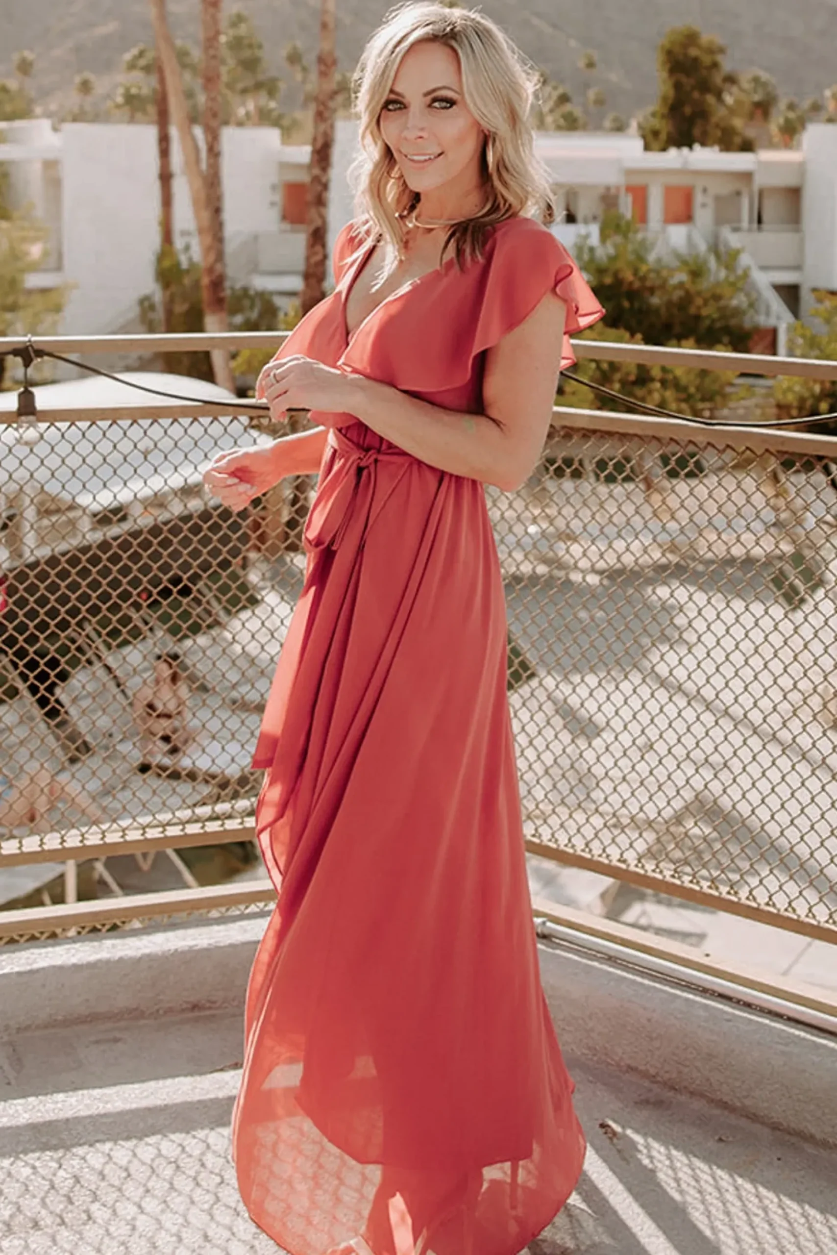 Baltic Born SALE|Katya Ruffle Maxi Dress | Rosewood