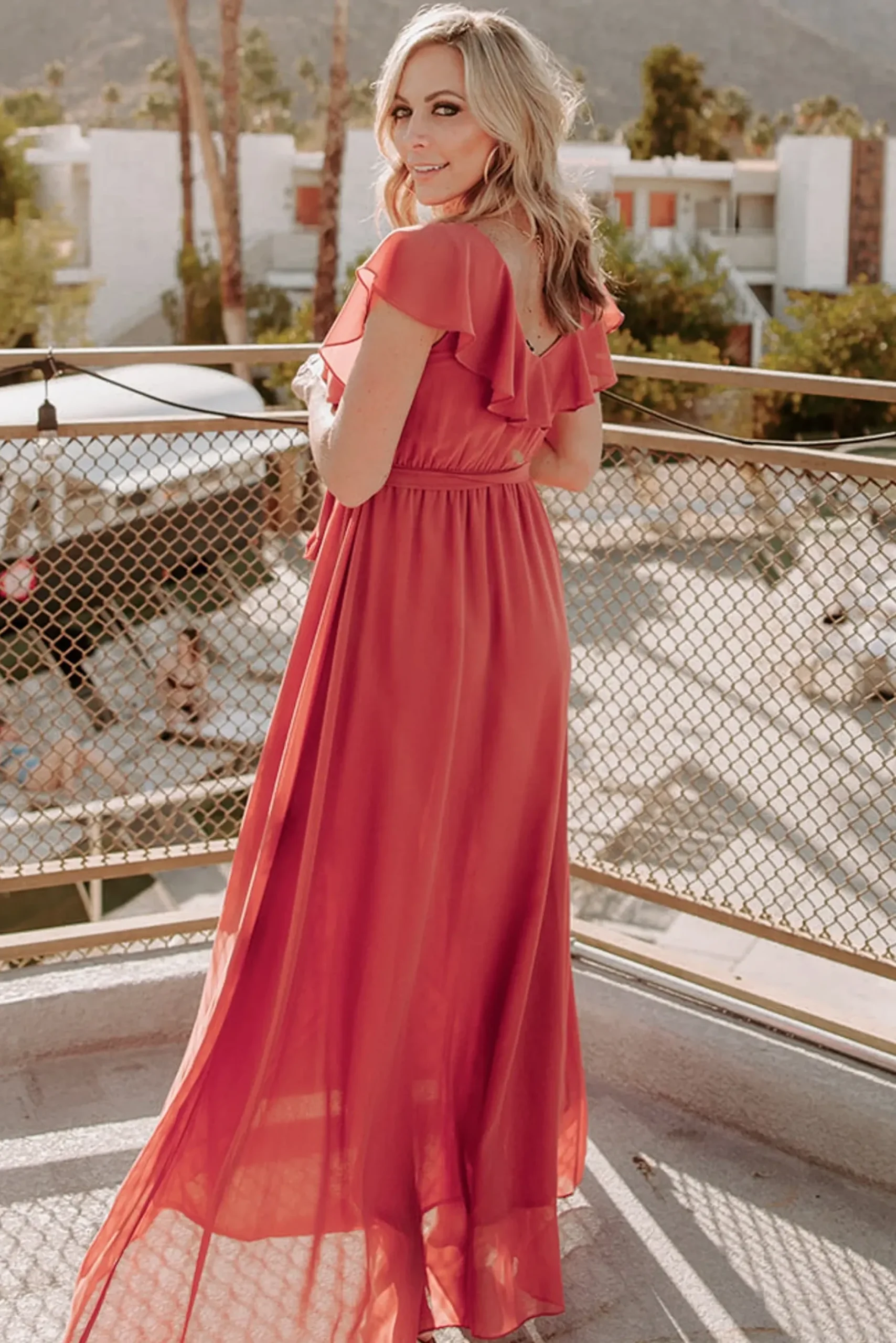 Baltic Born SALE|Katya Ruffle Maxi Dress | Rosewood