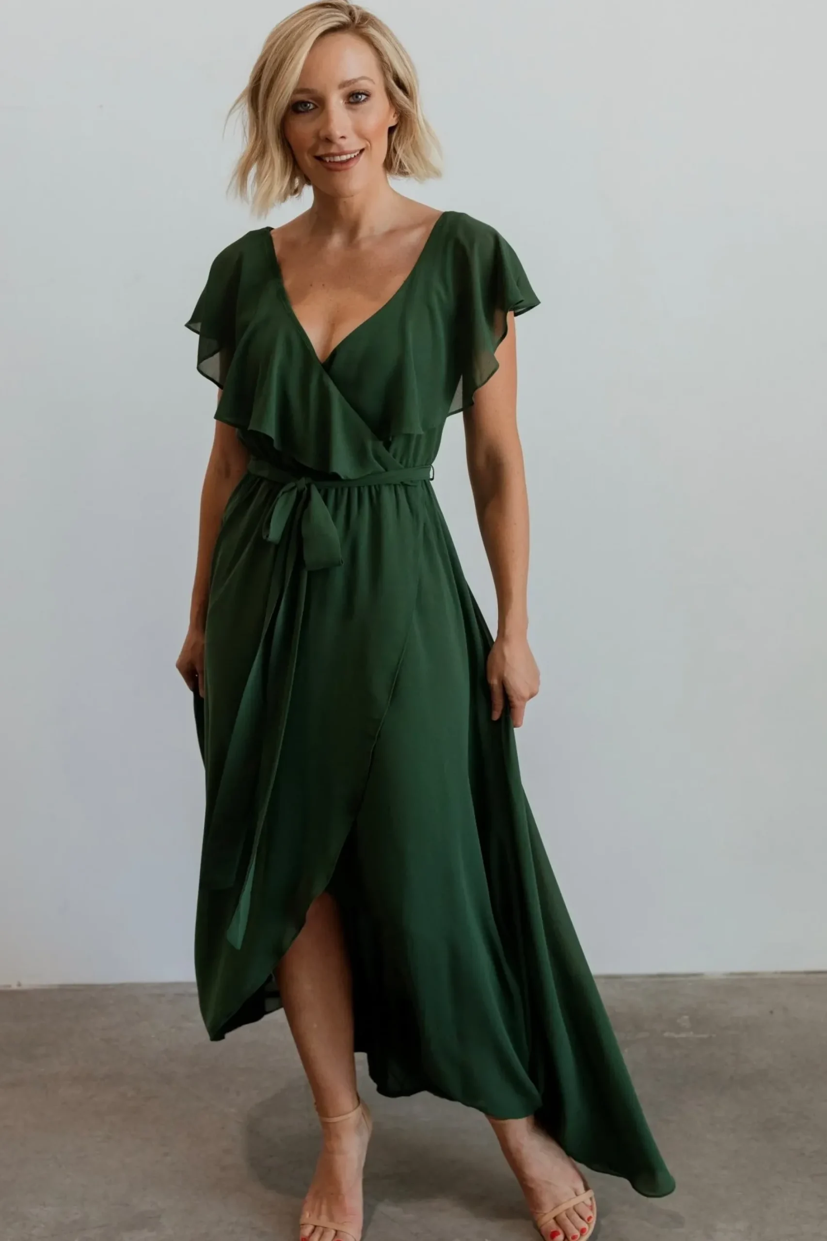 Baltic Born SALE|Katya Ruffle Maxi Dress | Evergreen