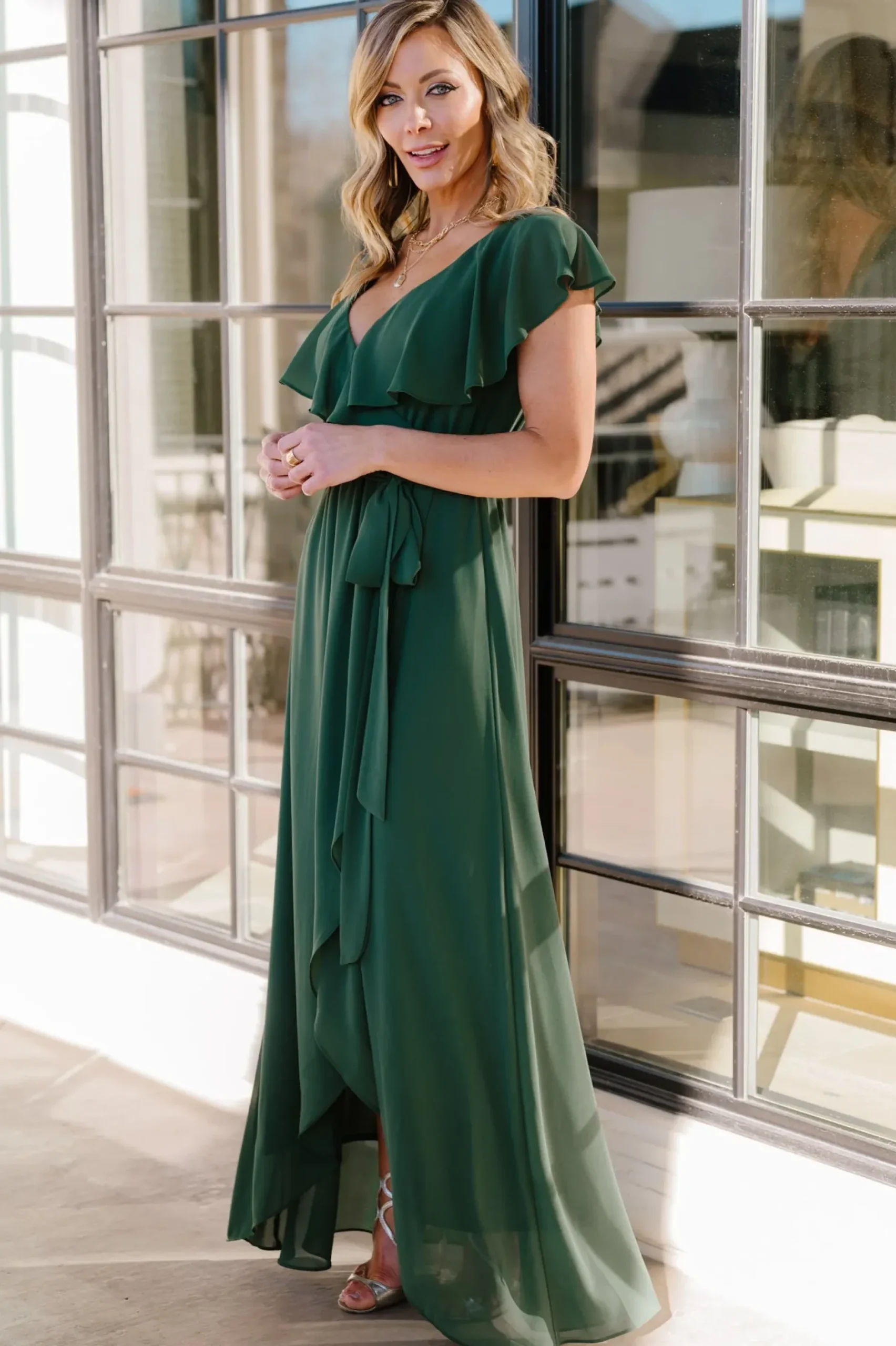 Baltic Born SALE|Katya Ruffle Maxi Dress | Evergreen